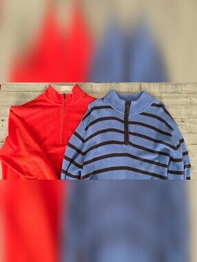 Daniel Cremieux Men's Red Quarter-Zip & Blue Black-Striped Half-Zip Sweaters